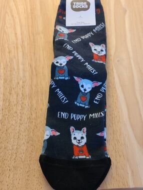 Women’s Black 'End Puppy Mills' Novelty Crew Socks